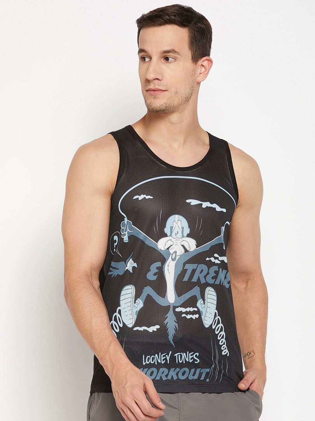 

Wear Your Mind Looney Tunes Printed Sleeveless Casual T-shirt, Black