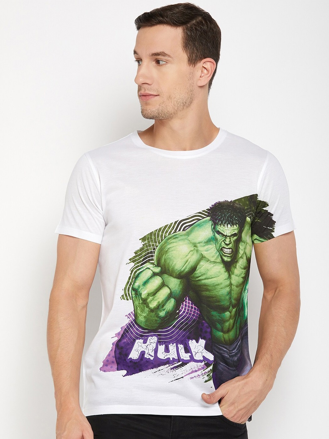 

Wear Your Mind Hulk Graphic Printed Casual T-shirt, White