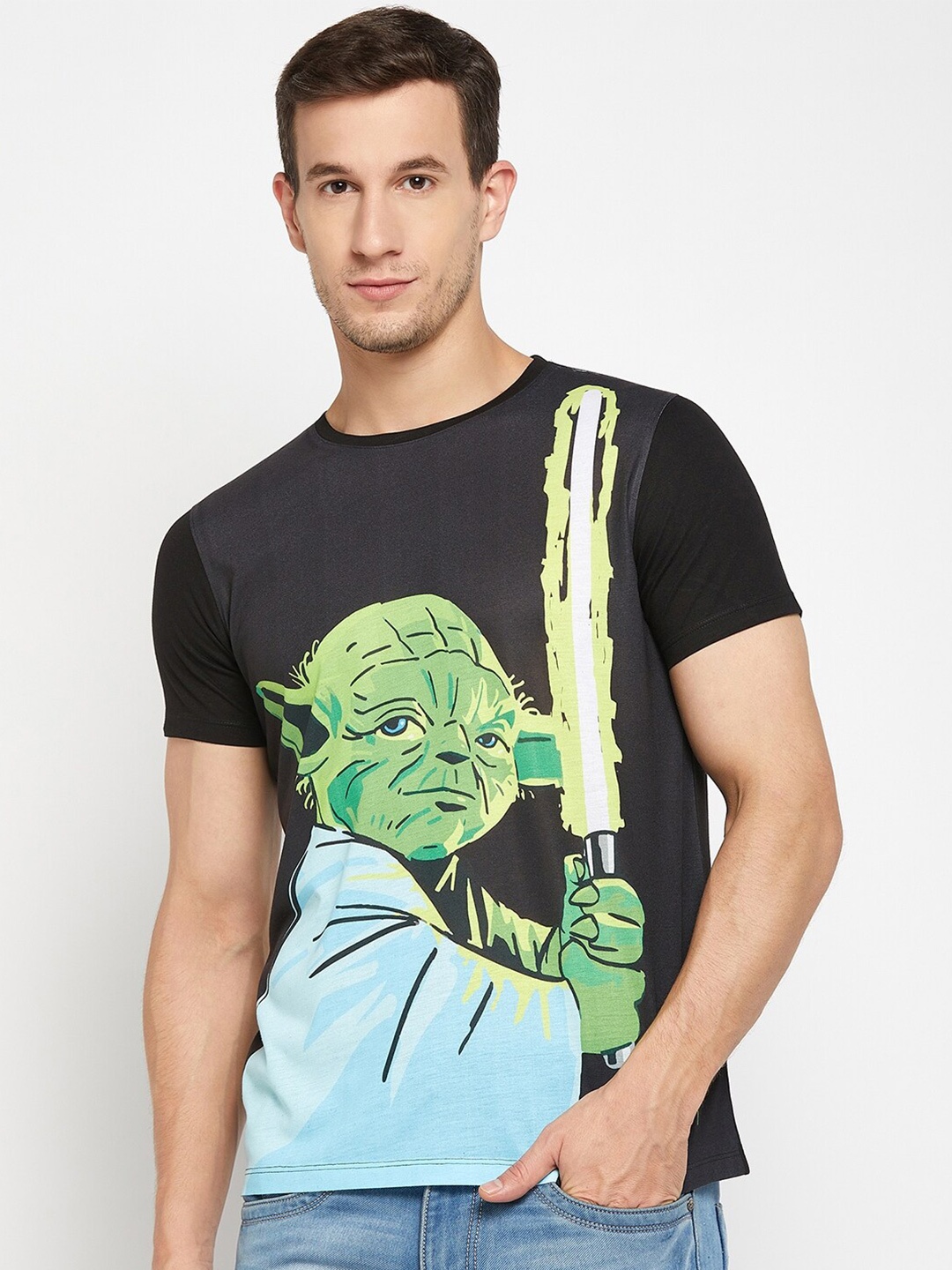 

Wear Your Mind Yoda Printed Casual T-shirt, Black