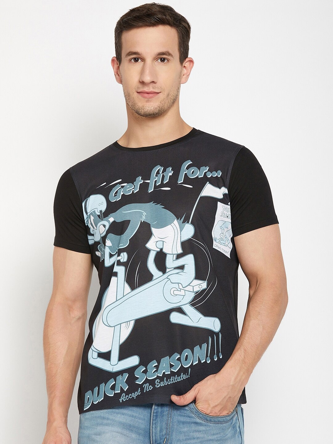 

Wear Your Mind Looney Tunes Graphic Printed Cotton T-shirt, Black