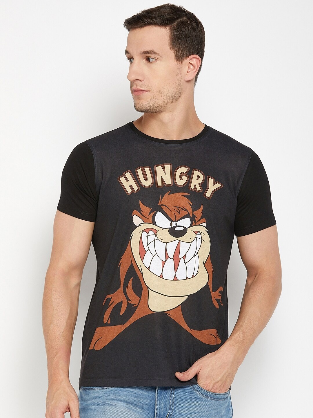 

Wear Your Mind Tasmanian Devil Printed Round Neck T-shirt, Black