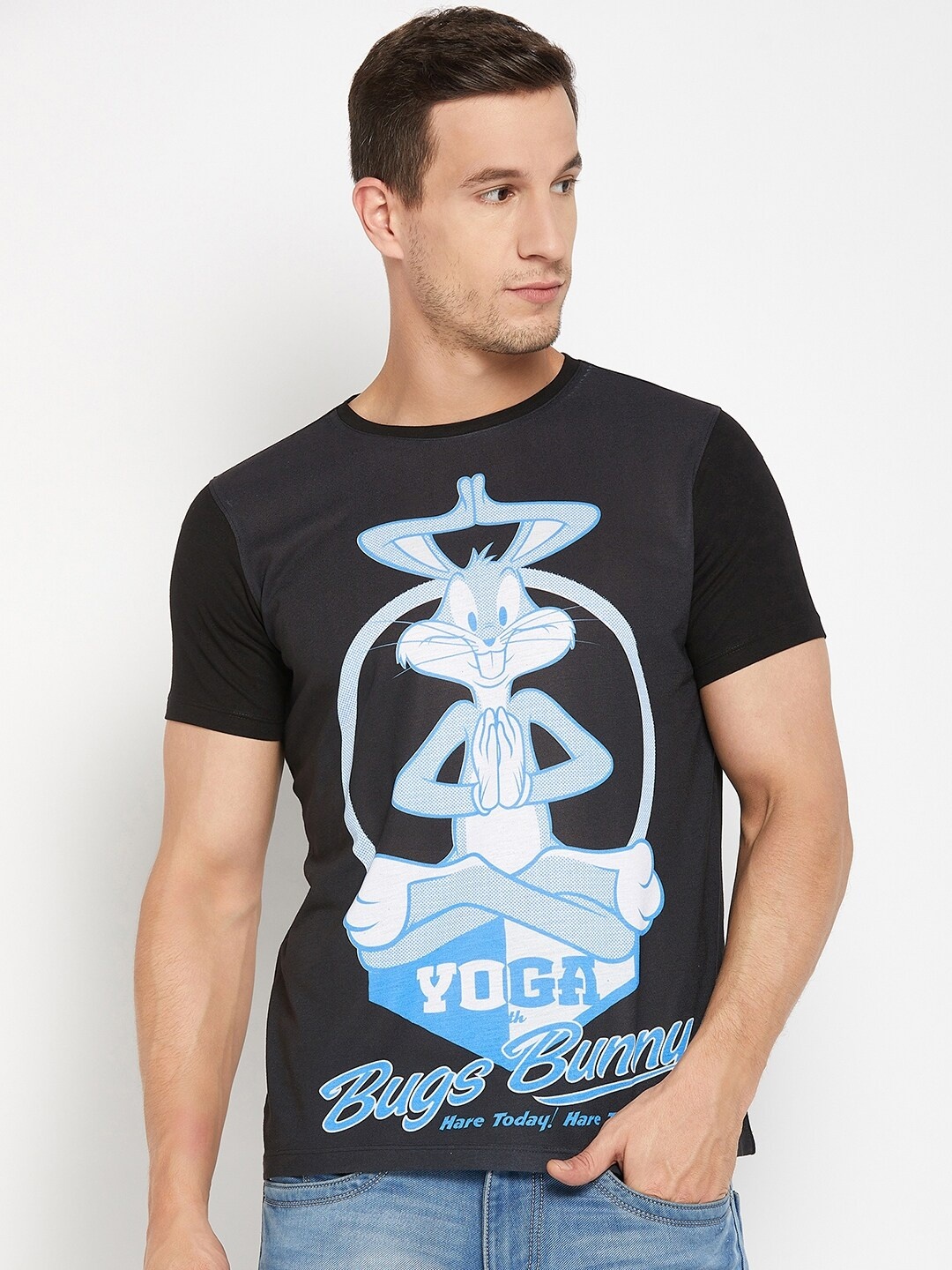 

Wear Your Mind Bugs Bunny Printed Round Neck T-shirt, Black