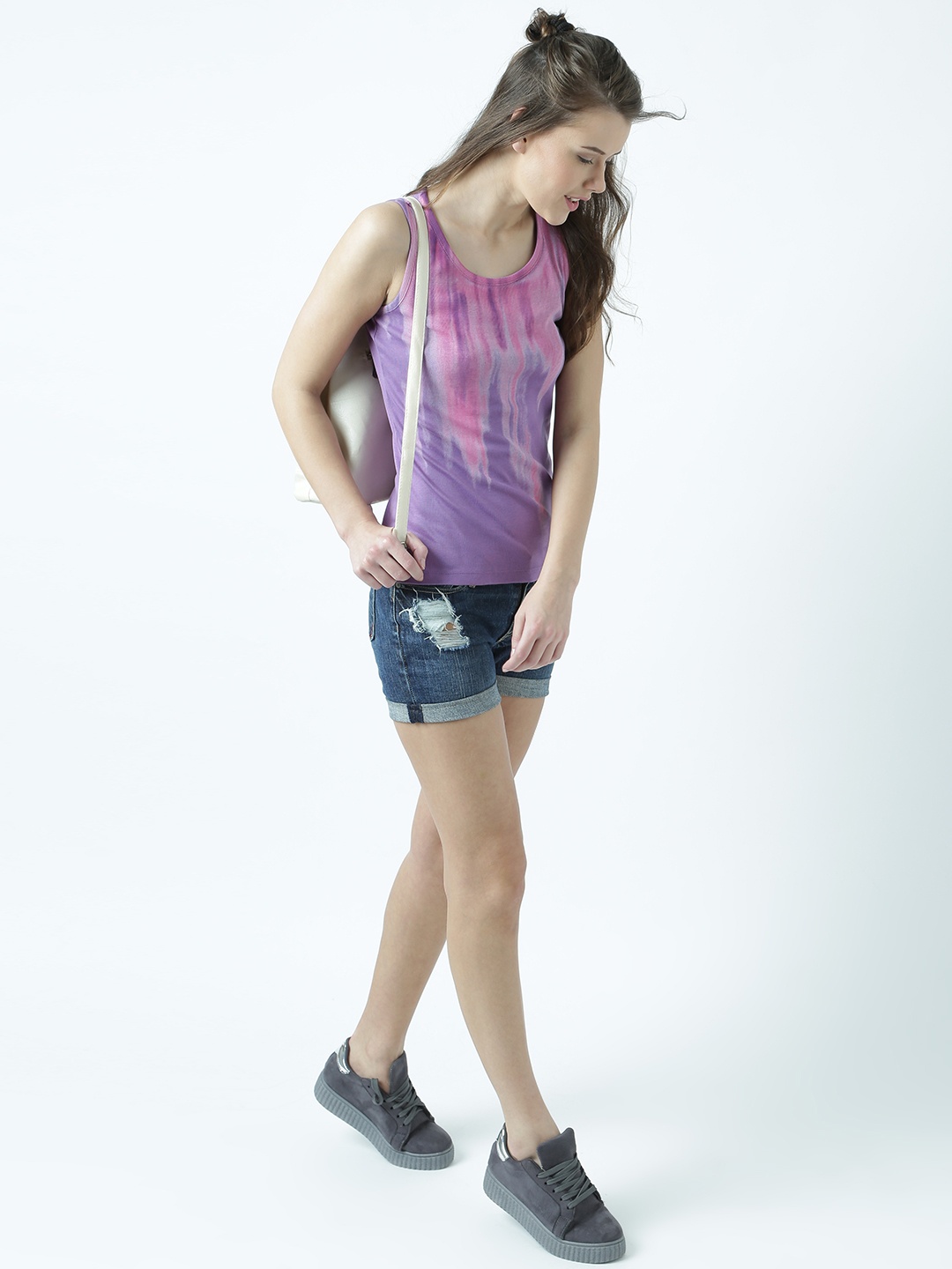 

Huetrap Women Lavender Printed Tank Top