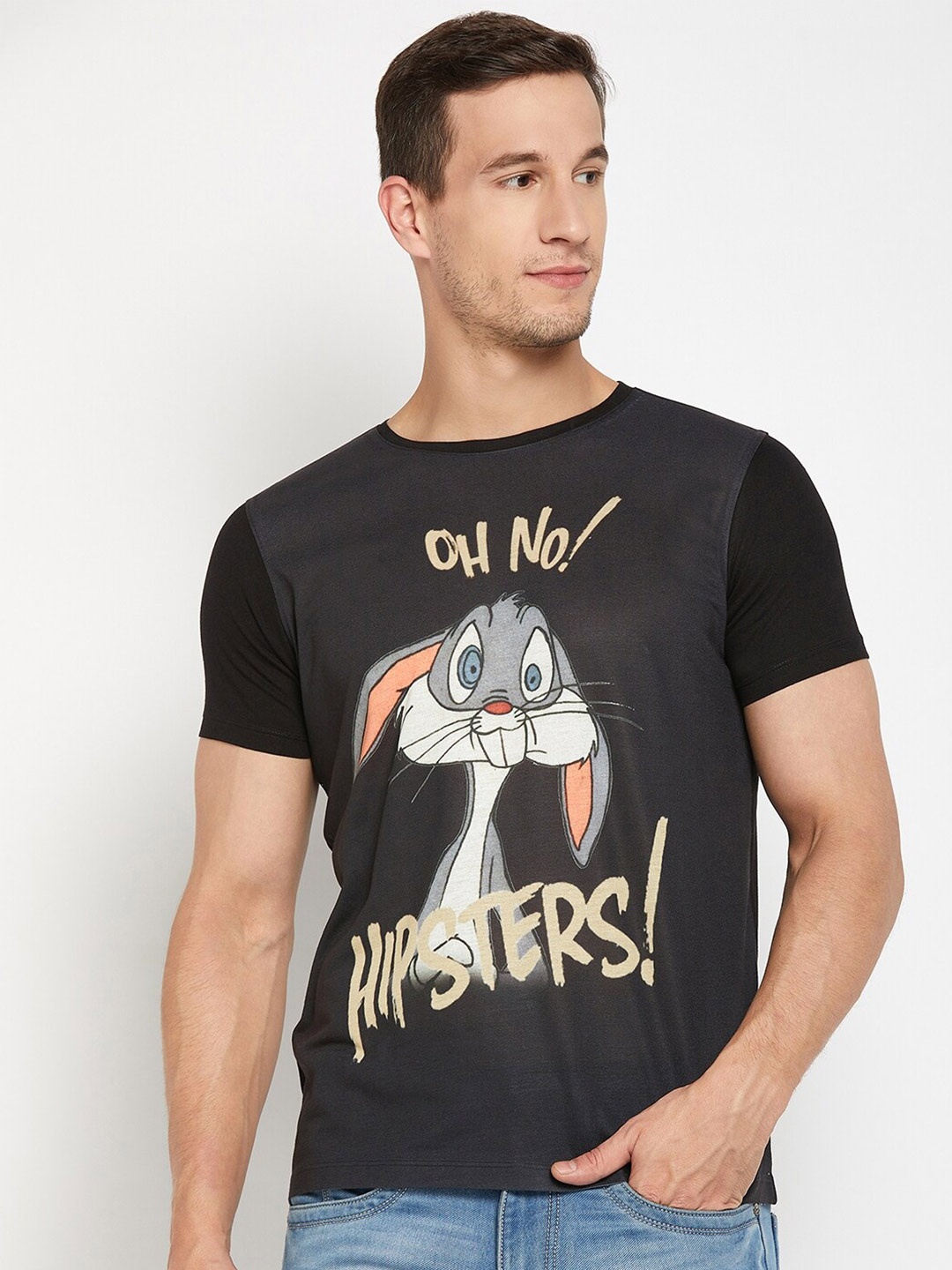 

Wear Your Mind Bugs Bunny Printed T-shirt, Black