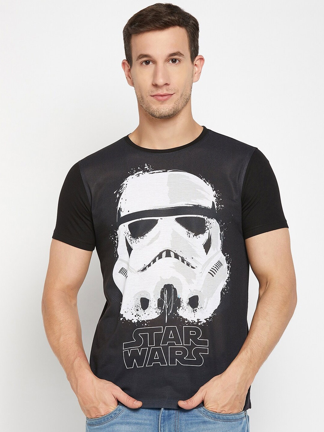 

Wear Your Mind Star Wars Graphic Printed Round Neck T-shirt, Black