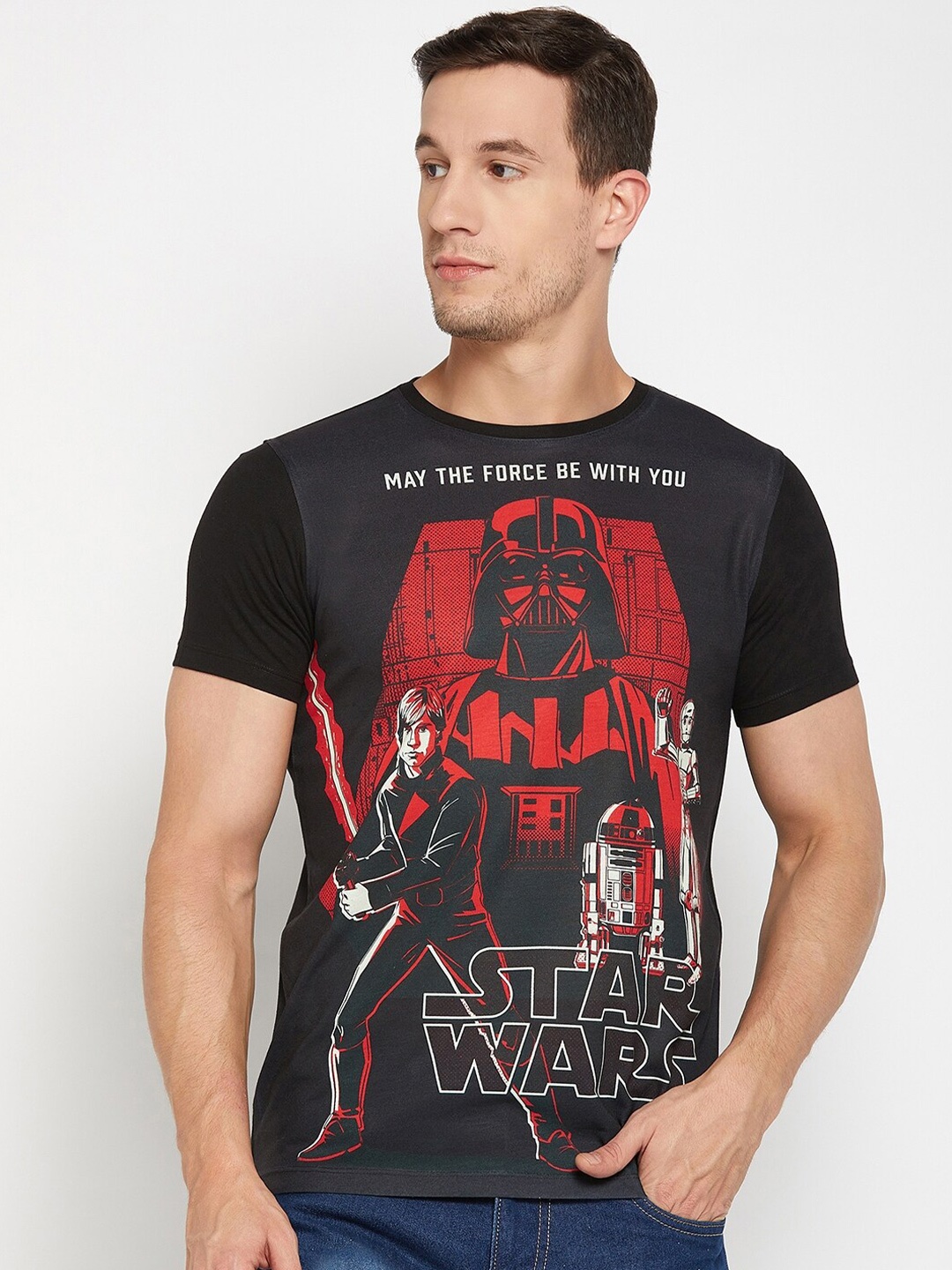 

Wear Your Mind Star Wars Printed Round Neck T-shirt, Black