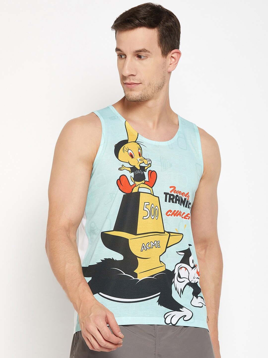 

Wear Your Mind Looney Tunes Printed Sleeveless T-shirt, Blue