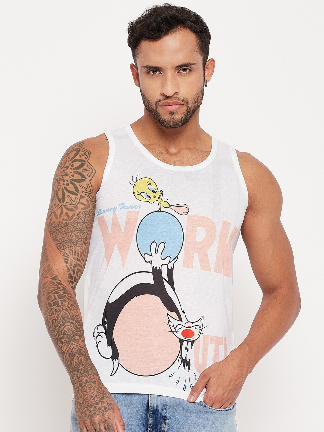 

Wear Your Mind Looney Tunes Printed Sleeveless T-shirt, White