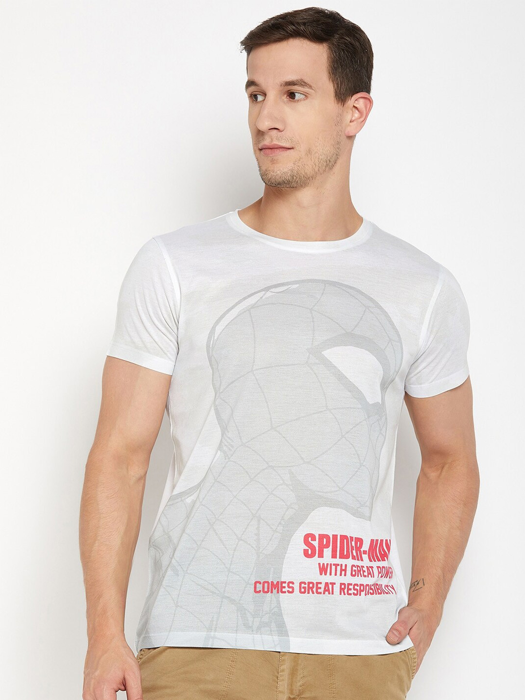 

Wear Your Mind Spider-Man Printed Round Neck T-shirt, White