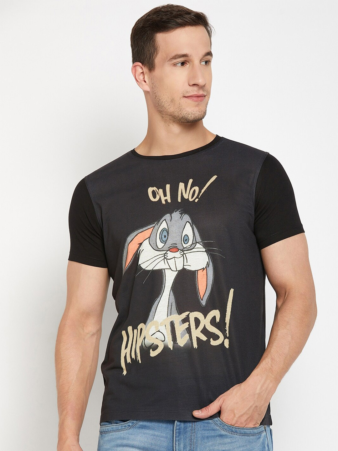 

Wear Your Mind Bugs Bunny Printed T-shirt, Black