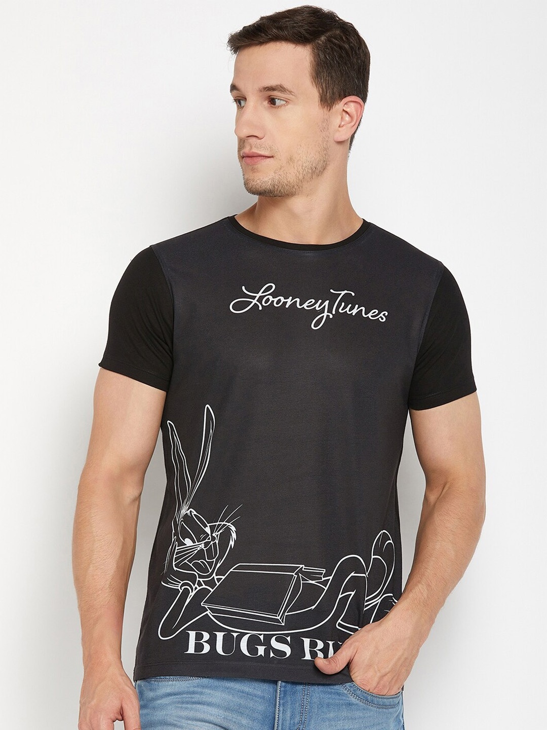 

Wear Your Mind Bugs Bunny Printed Regular Fit T-shirt, Black