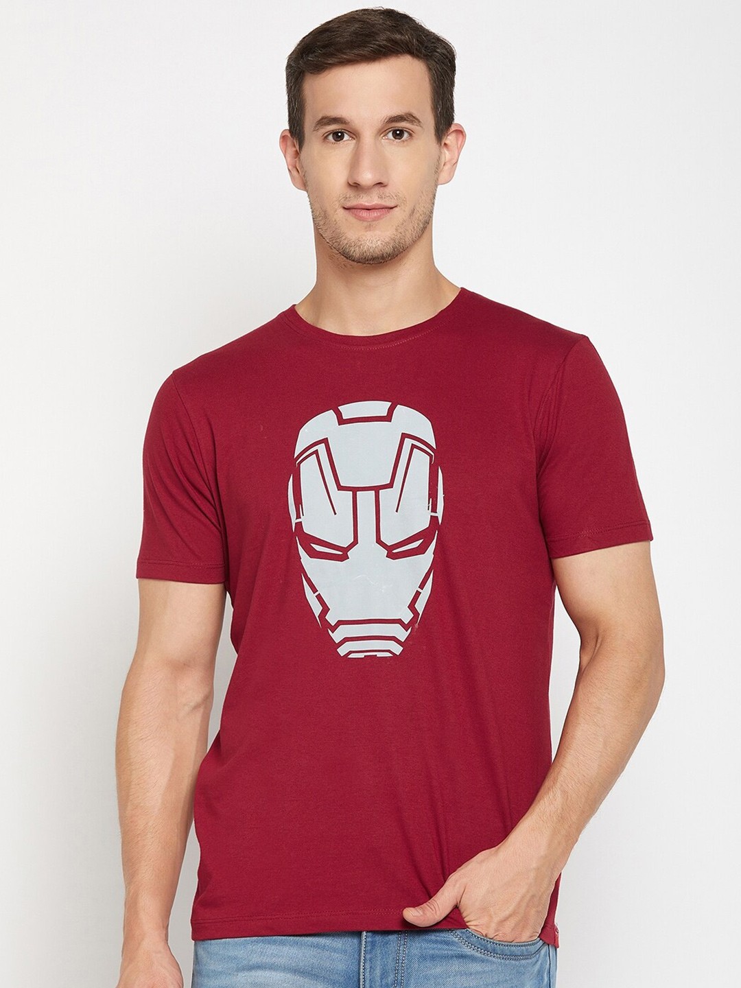 

Wear Your Mind Iron Man Printed Pure Cotton T-shirt, Maroon