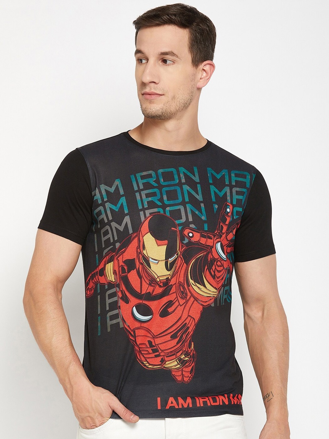 

Wear Your Mind Iron Man Printed Regular Fit T-shirt, Black