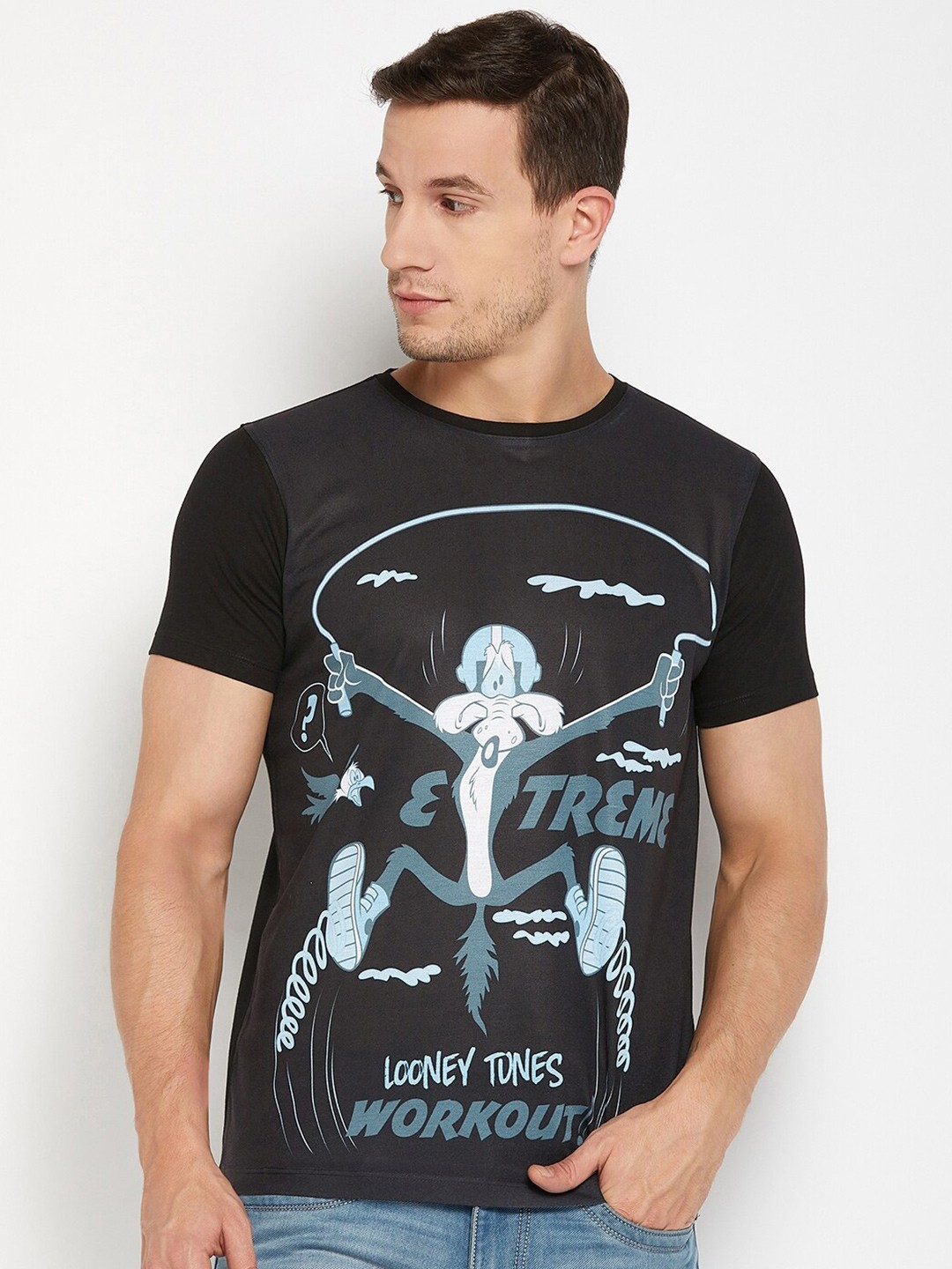 

Wear Your Mind Looney Tunes Printed Knitted T-Shirt, Black