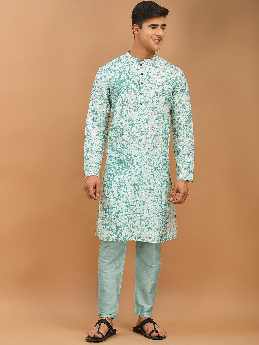 

DEYANN Tie & Dye Regular Kurta with Pyjamas, Green
