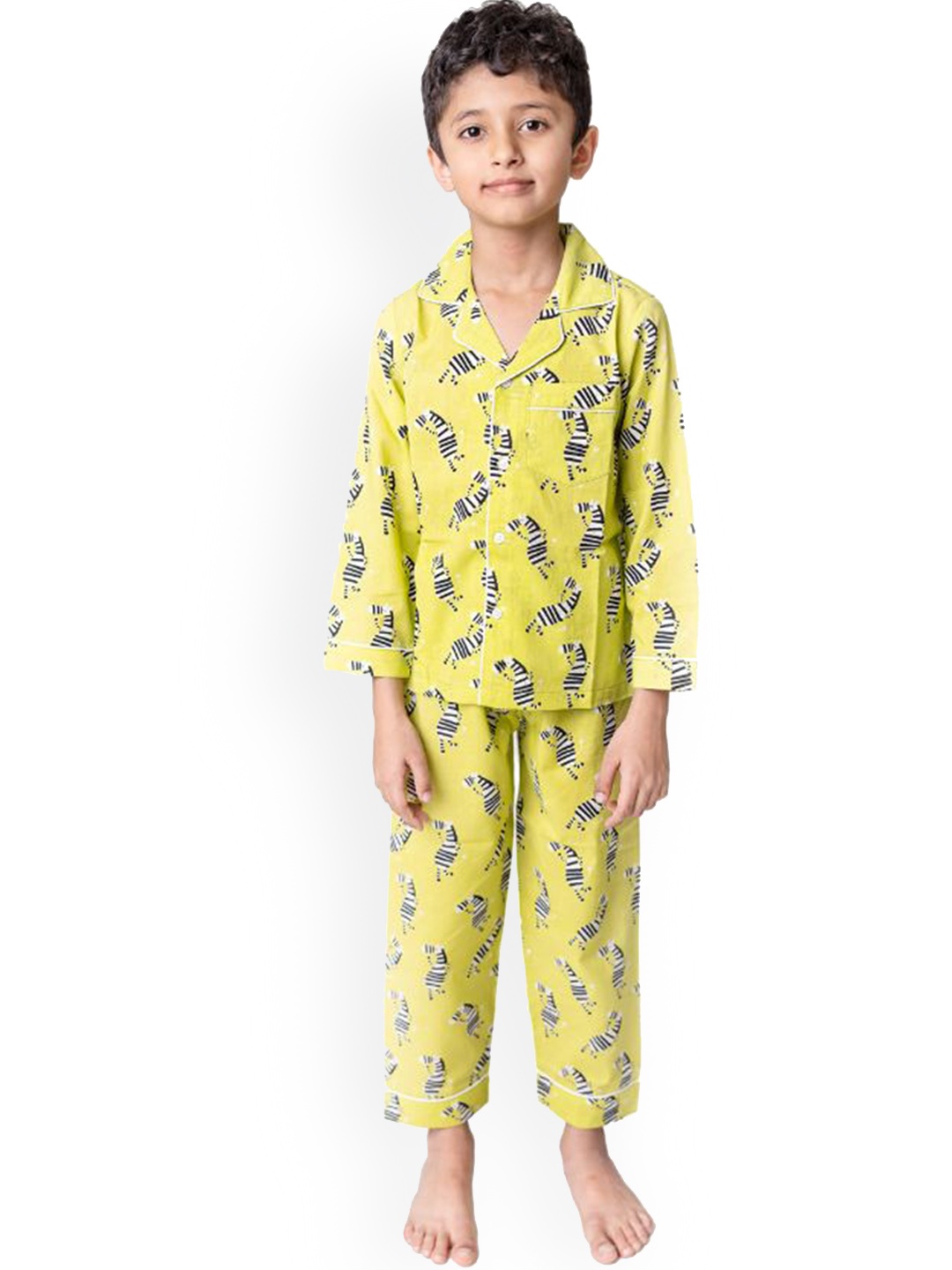 

Klephant KidsConversational Printed Pure Cotton Night suit, Yellow