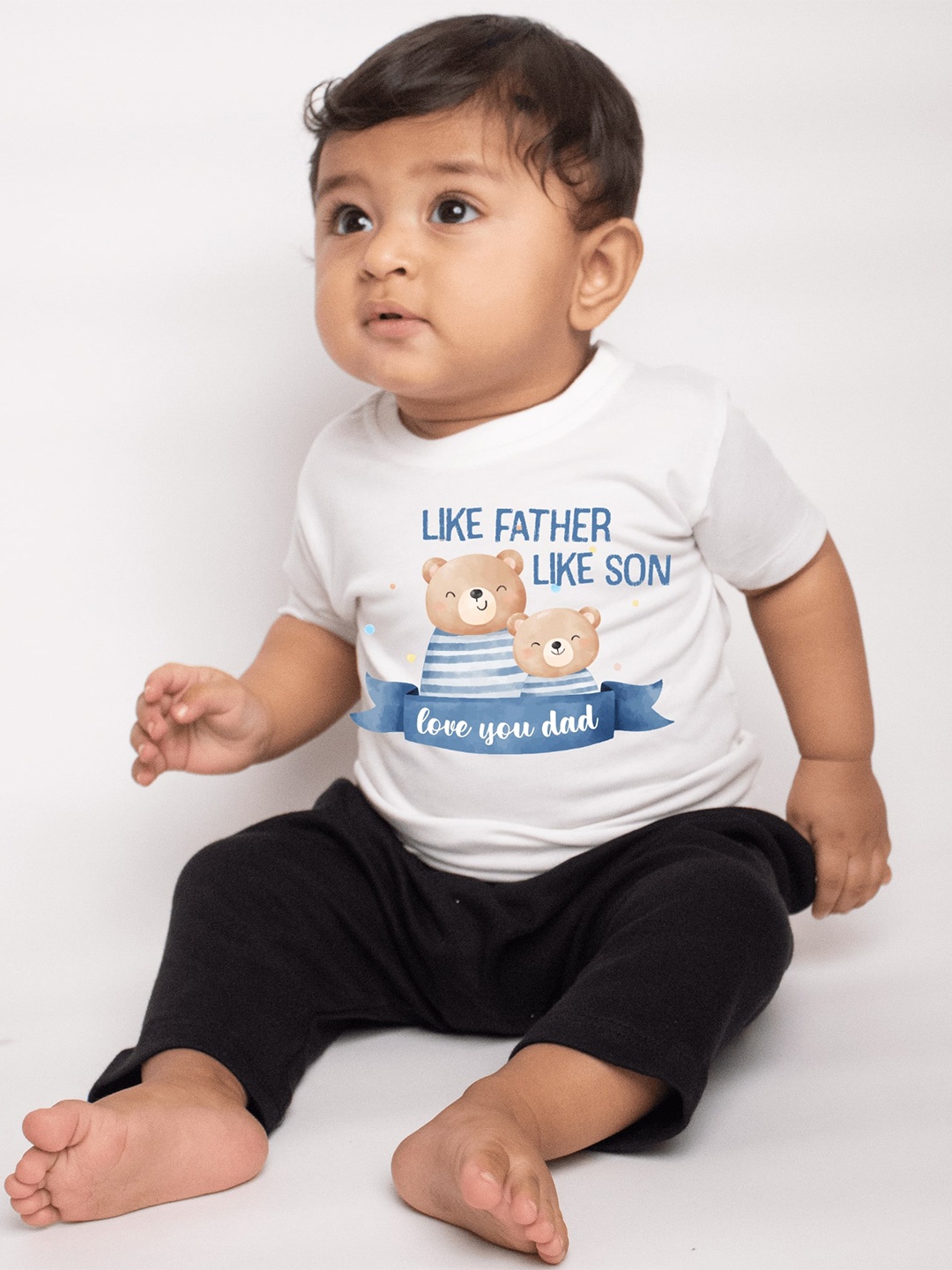 

KNITROOT Infant Boys Typography Printed Cotton T-Shirt, White