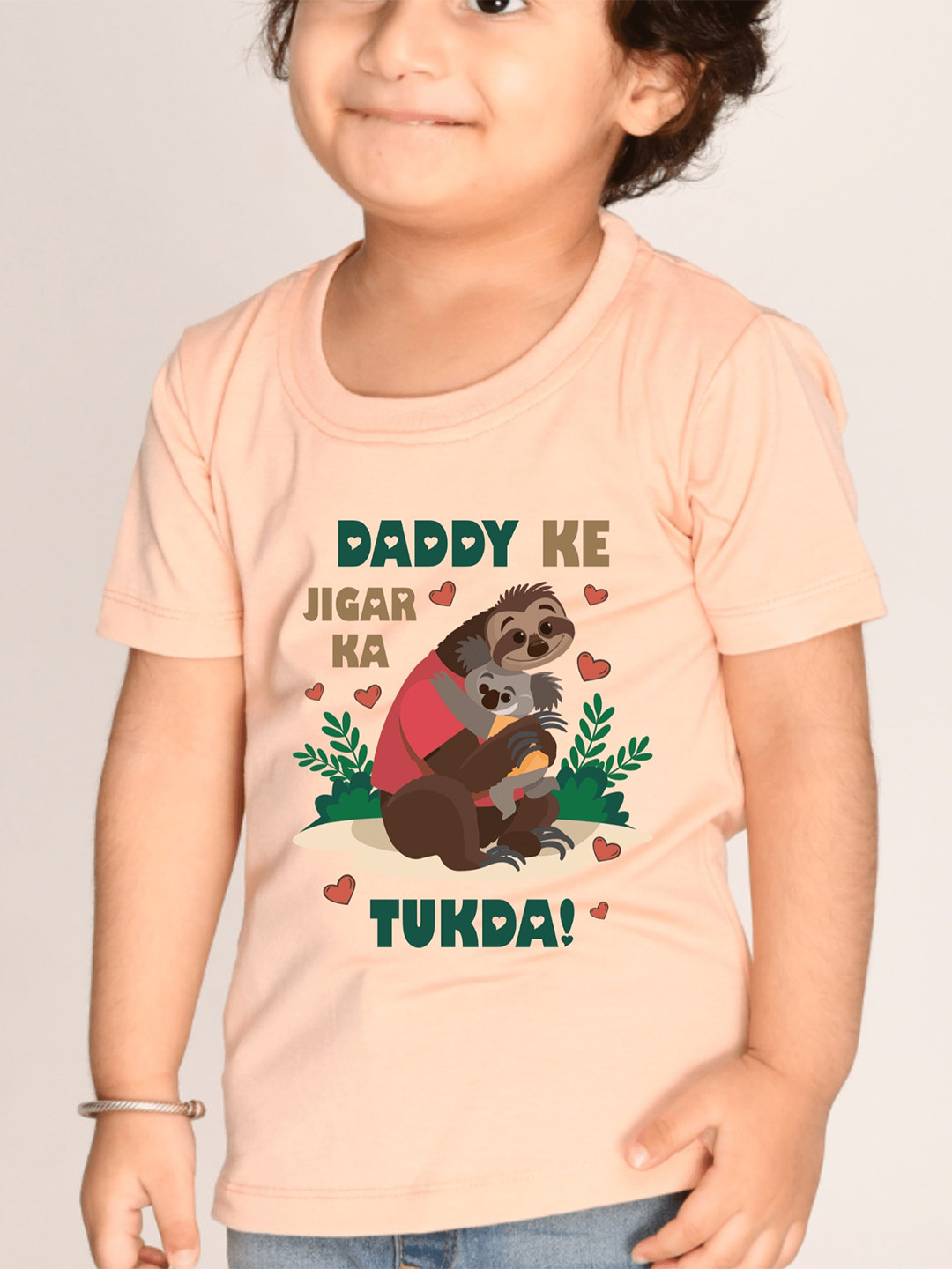 

KNITROOT Infant Boys Graphic Printed Cotton T-shirt, Peach