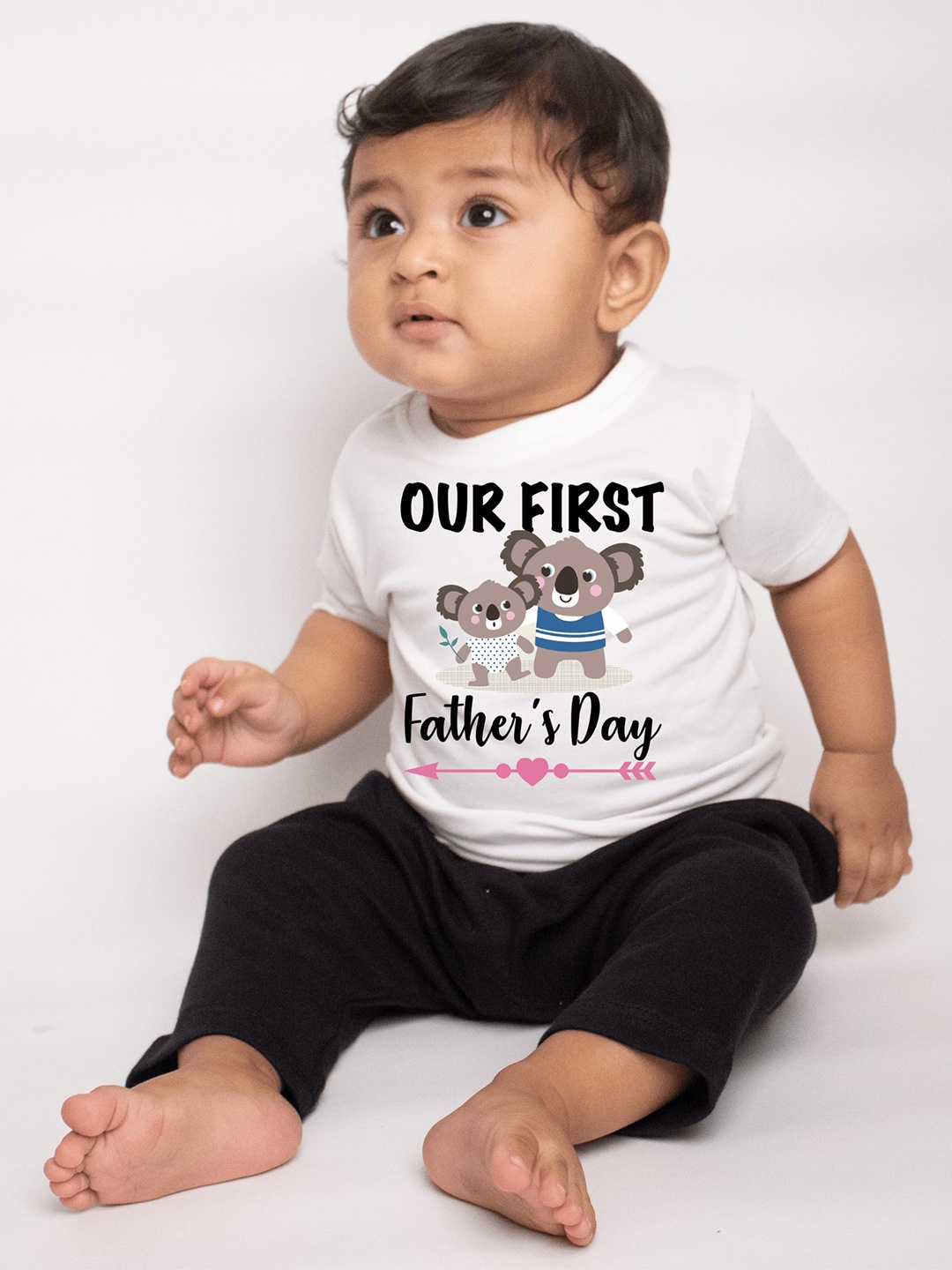 

KNITROOT Infant Boys Typography Printed Casual Cotton T-shirt, White