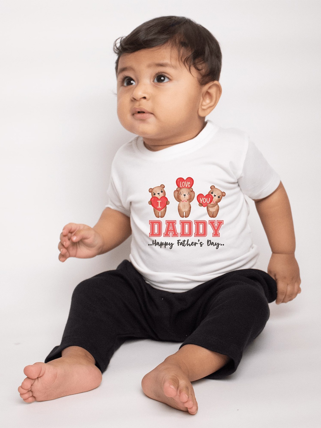 

KNITROOT Infant Boys Typography Printed Cotton T-shirt, White