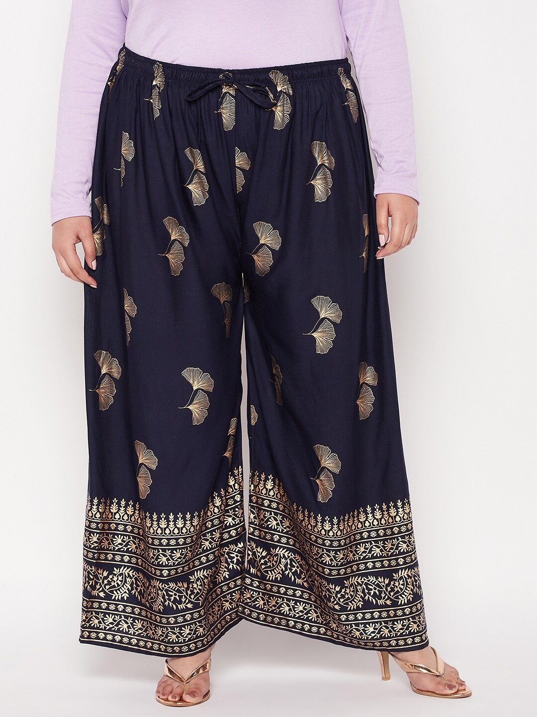 

CLORA CREATION PLUS Women Floral Printed Palazzos, Navy blue