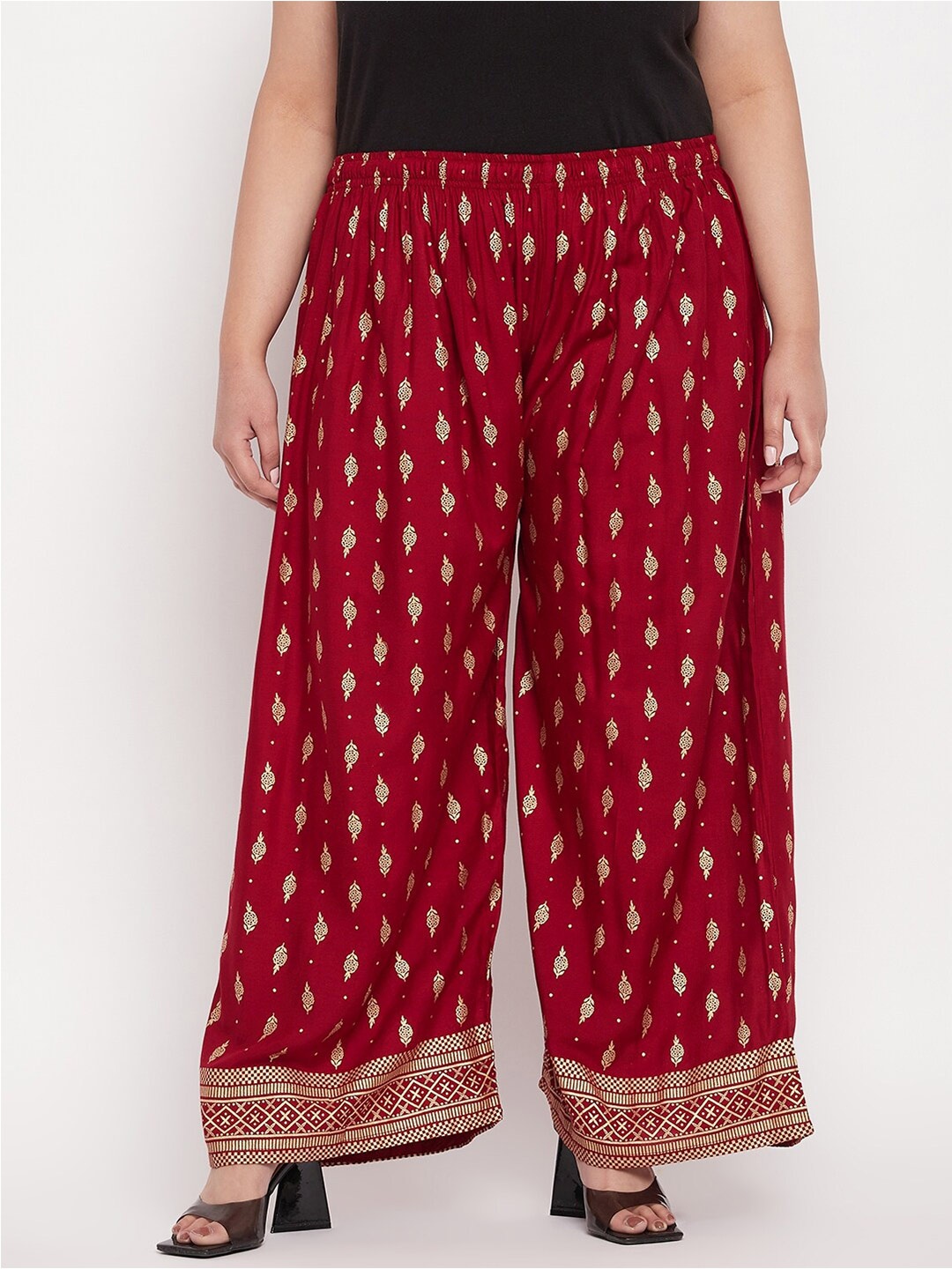 

CLORA CREATION PLUS Women Ethnic Motifs Printed Palazzos, Maroon