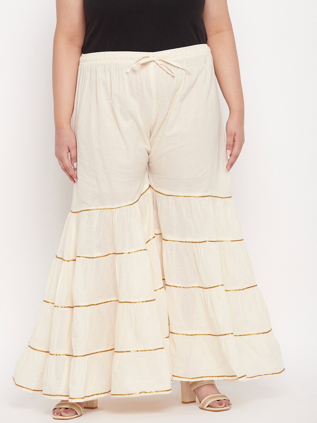 

CLORA CREATION PLUS Women Flared Fit Palazzos, Off white
