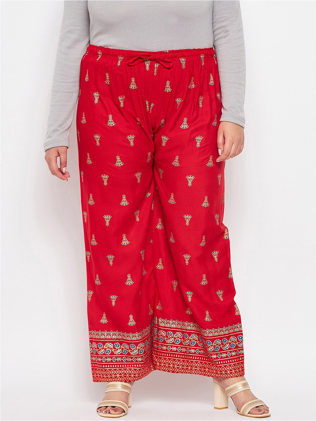 

CLORA CREATION PLUS Women Ethnic Motifs Printed Palazzos, Red