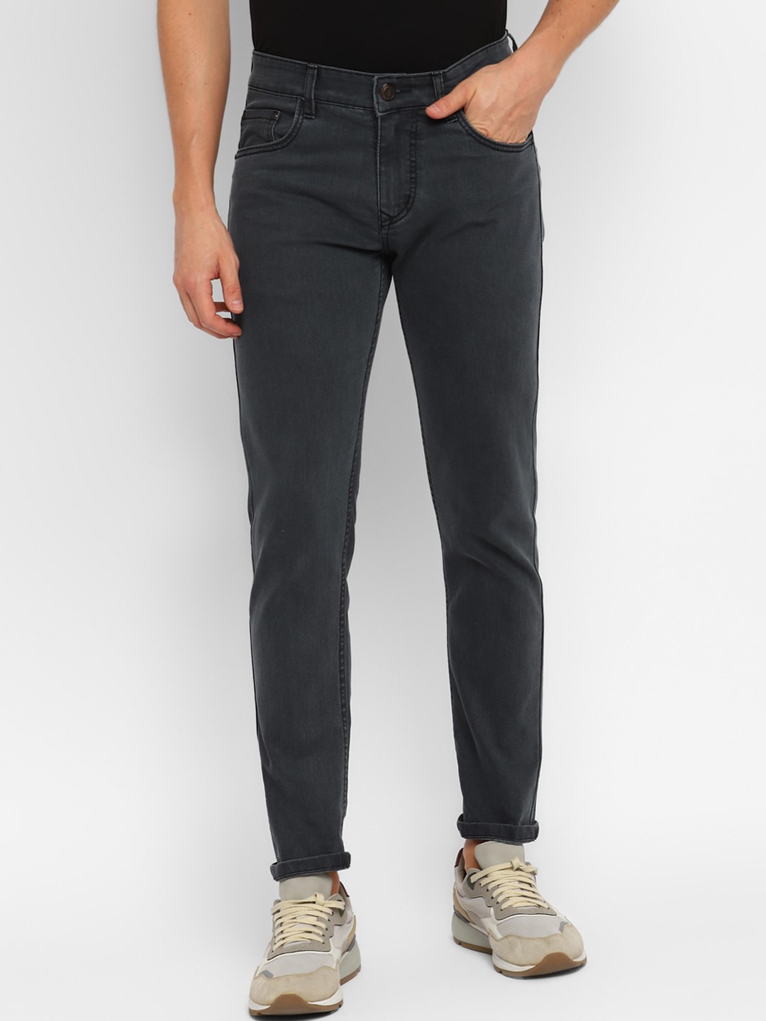 

Routeen Men Jean Slim Fit Stretchable Cotton Jeans, Grey
