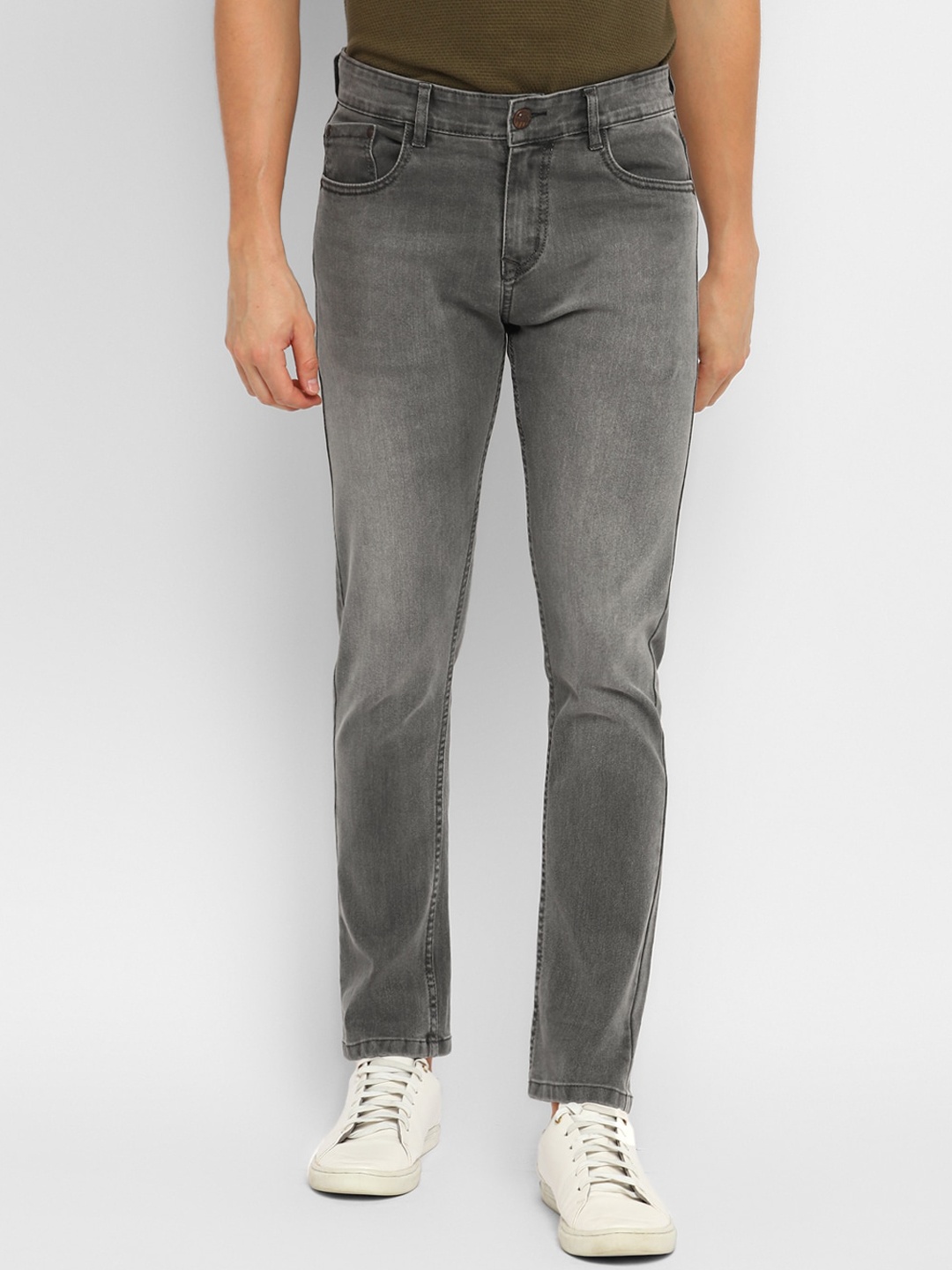 

Routeen Men Mid-Rise Jean Slim Fit Heavy Fade Stretchable Jeans, Grey