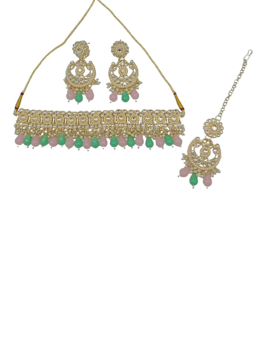 

AASHISH IMITATION Gold-Plated Stone-Studded & Beaded Jewellery Set