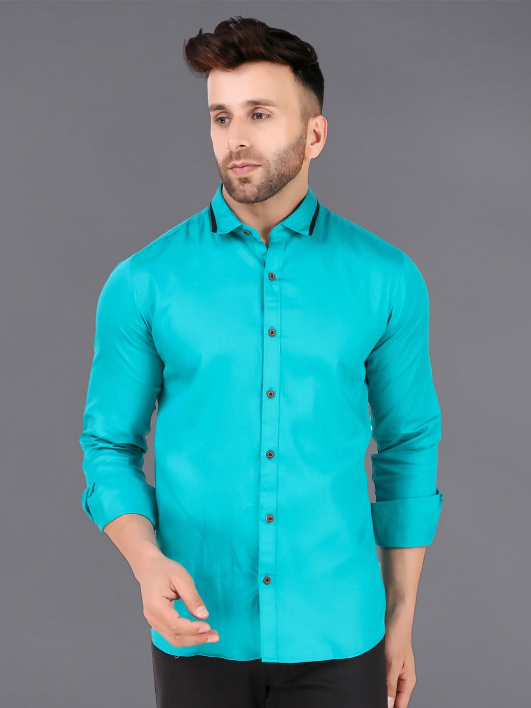 

ADWYN PETER Regular Fit Cotton Casual Shirt, Teal