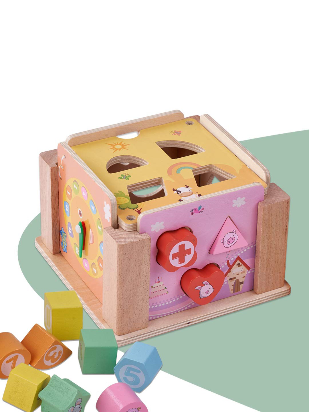 

BAYBEE Kids Printed Wooden Intelligence Box Toys, Pink