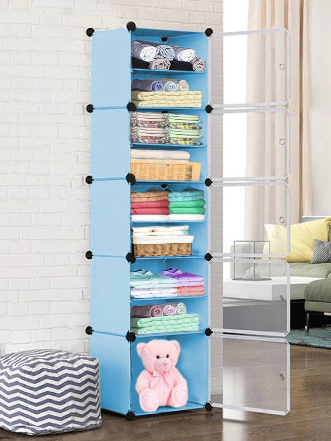 

Sasimo Blue & White Solid PVC Wardrobe Organiser