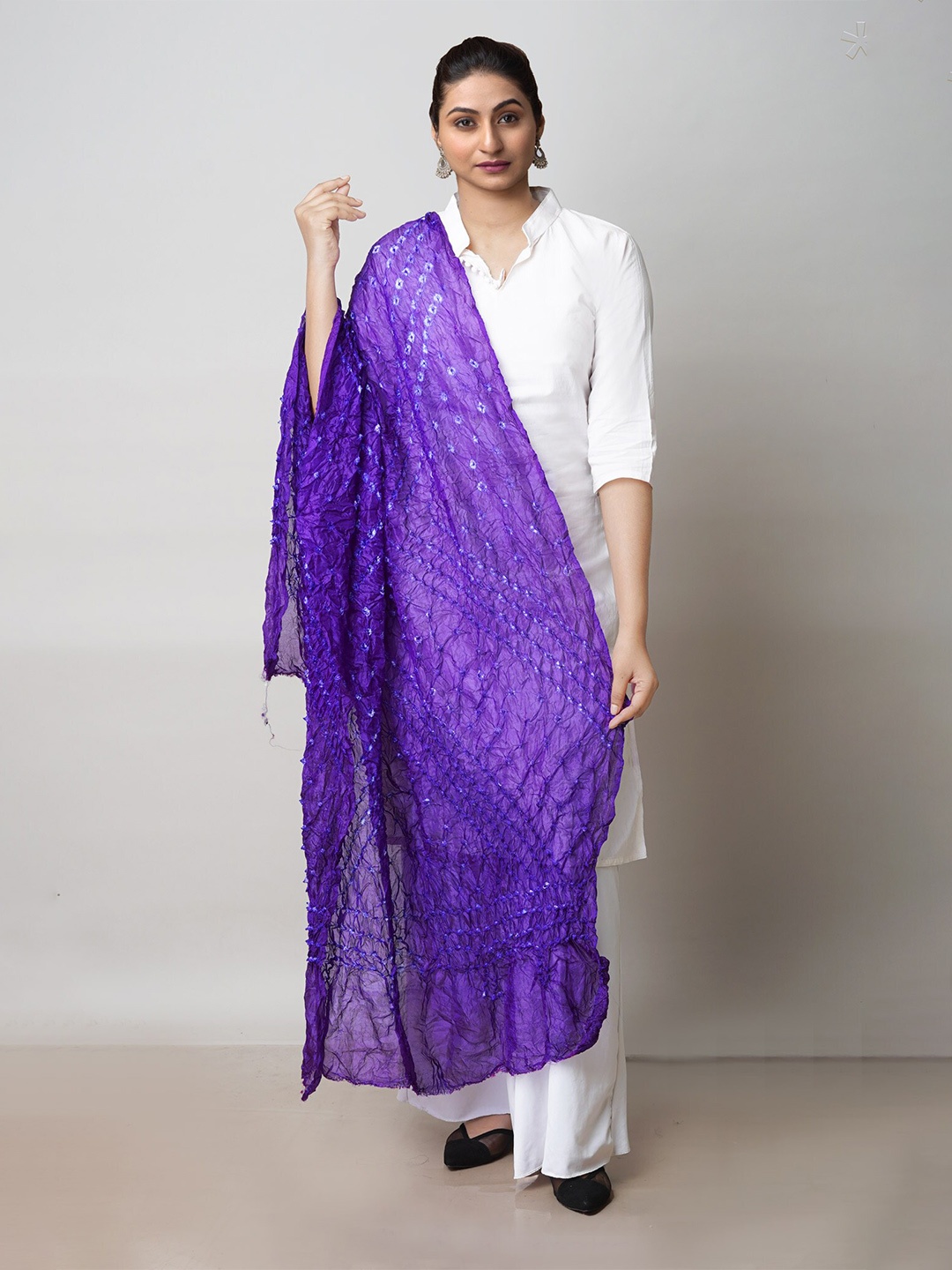 

Unnati Silks Tie And Dye Bandhani Soft Silk Dupatta, Blue