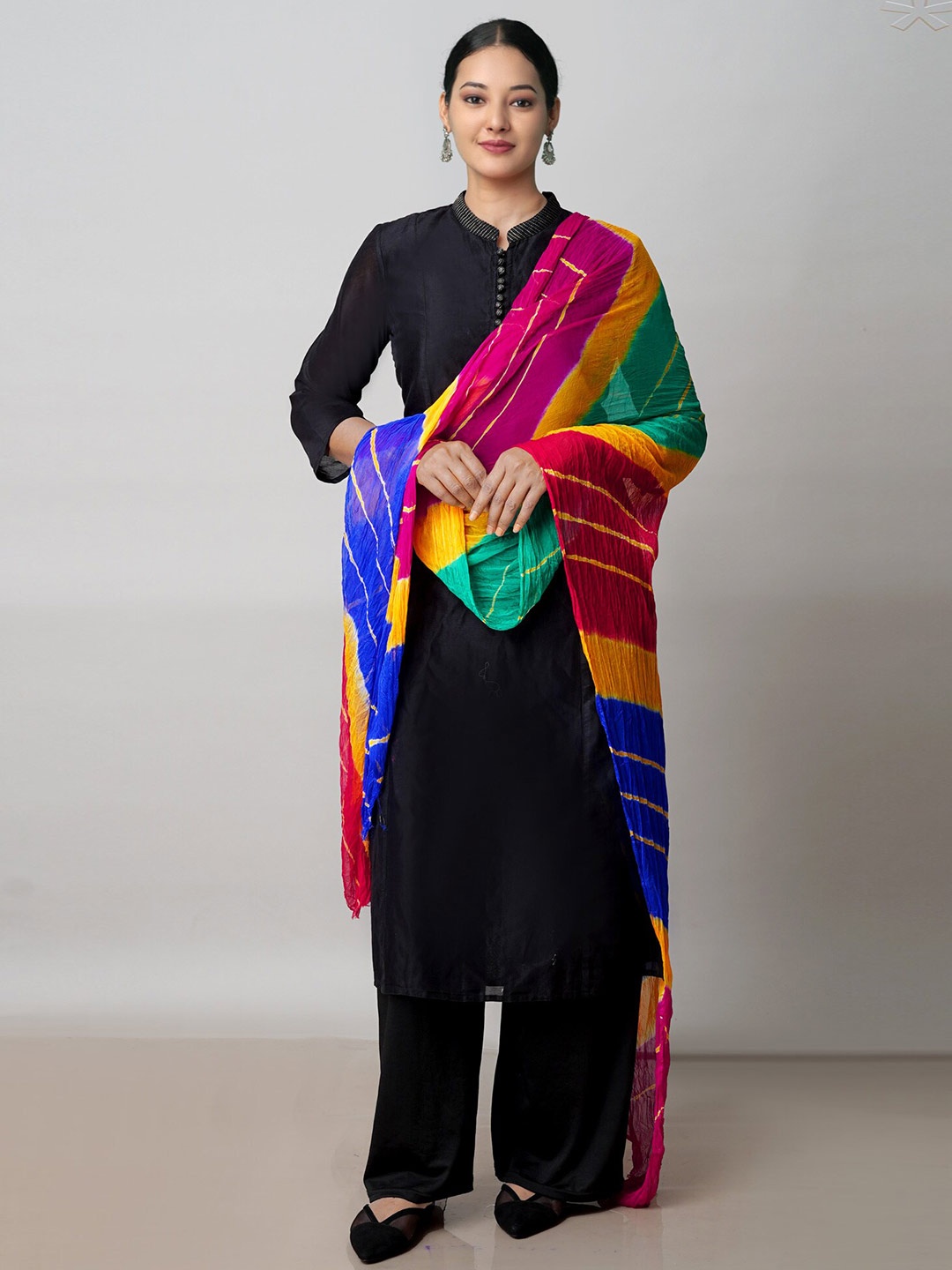 

Unnati Silks Leheriya Printed Dupatta, Pink