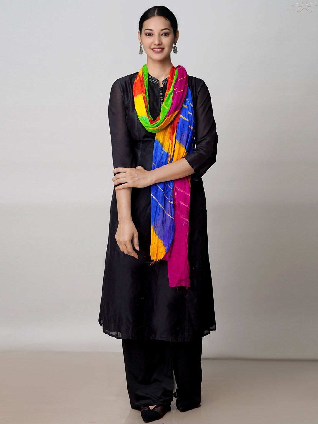 

Unnati Silks Tie & Dye Chiffon Silk Dupatta, Green