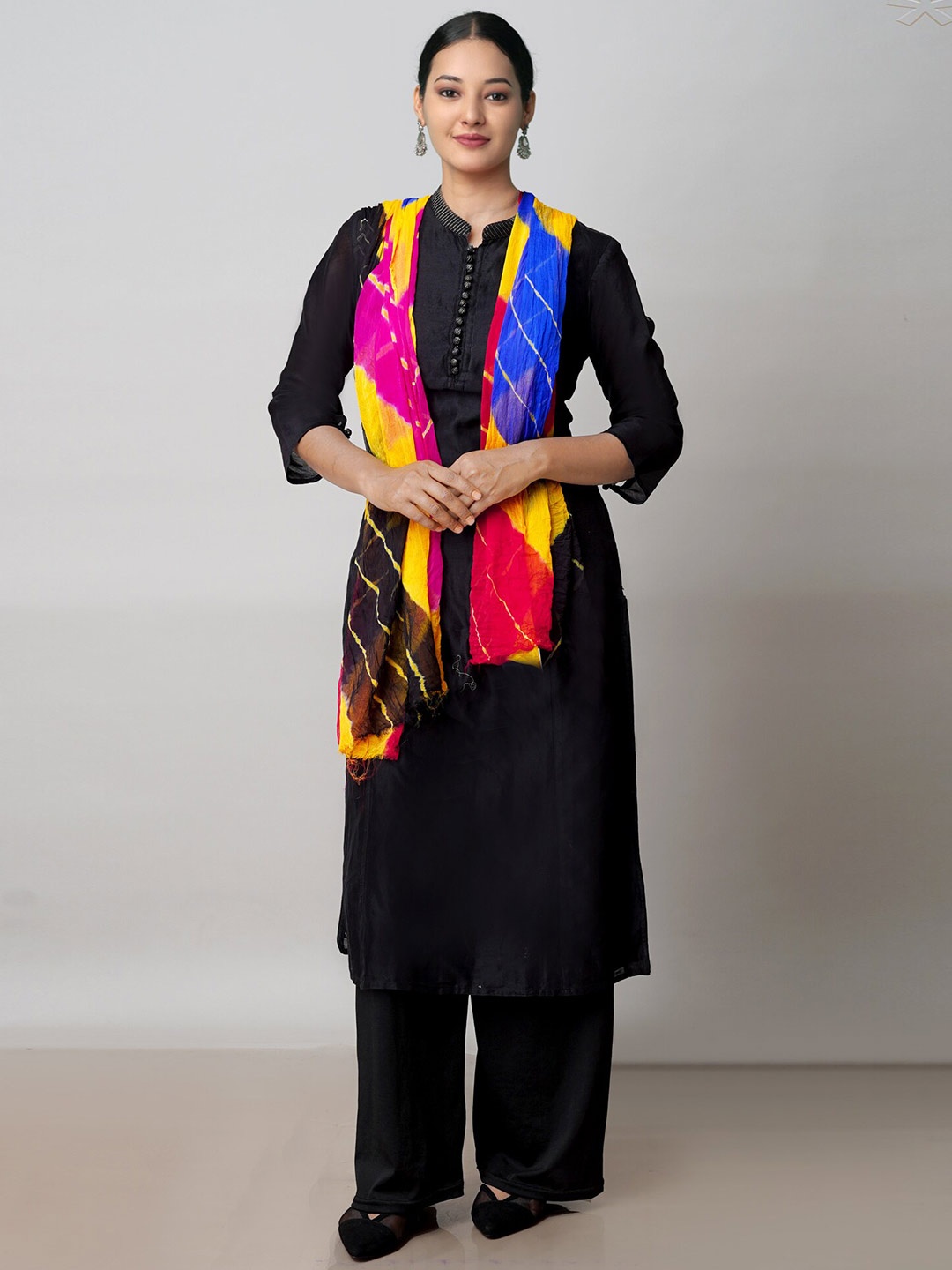 

Unnati Silks Leheriya Printed Dupatta, Pink