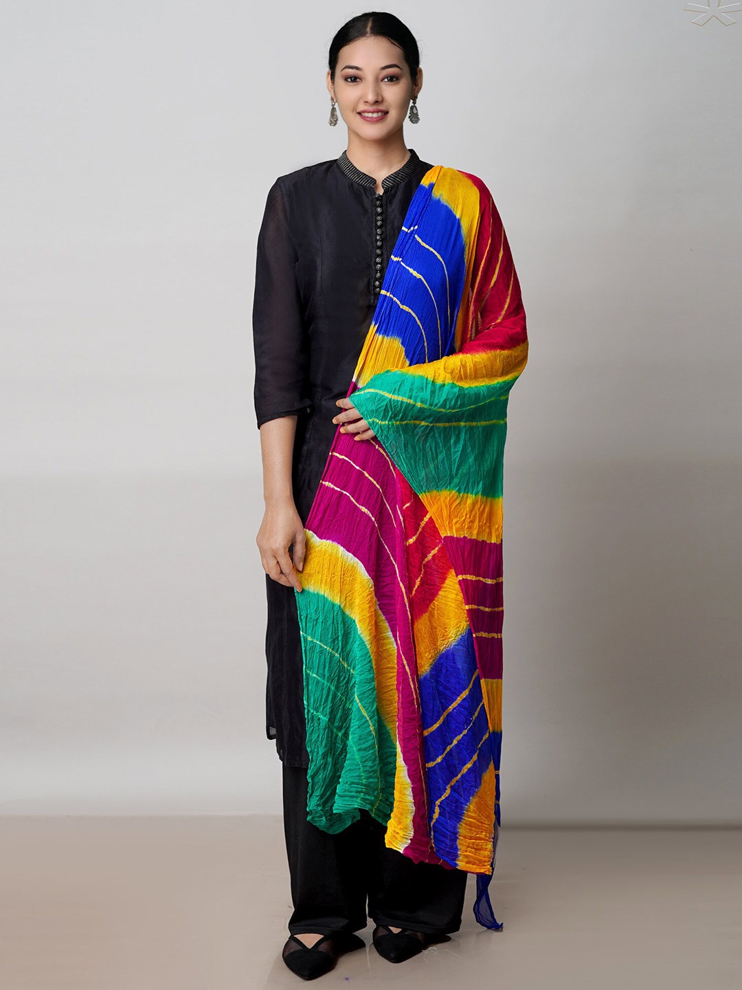 

Unnati Silks Leheriya Printed Dupatta, Green