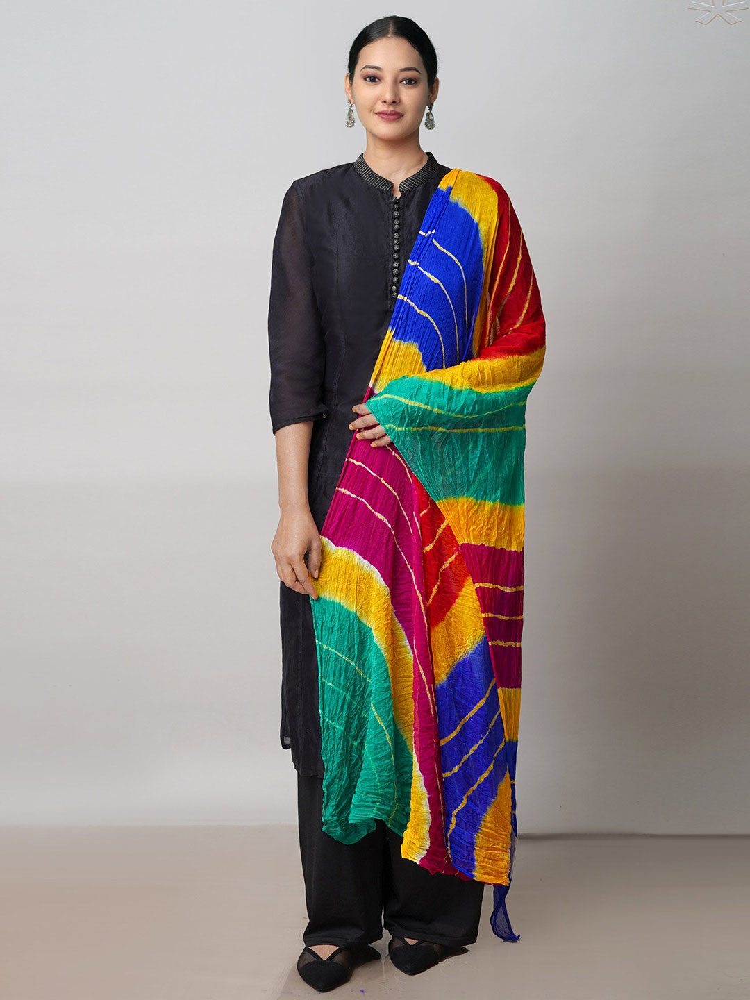 

Unnati Silks Leheriya Tie & Dyed Silk Dupatta, Blue