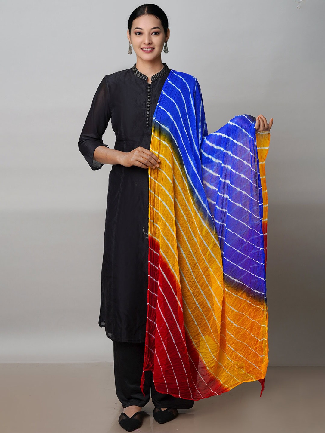 

Unnati Silks Leheriya Printed Silk Dupatta, Yellow