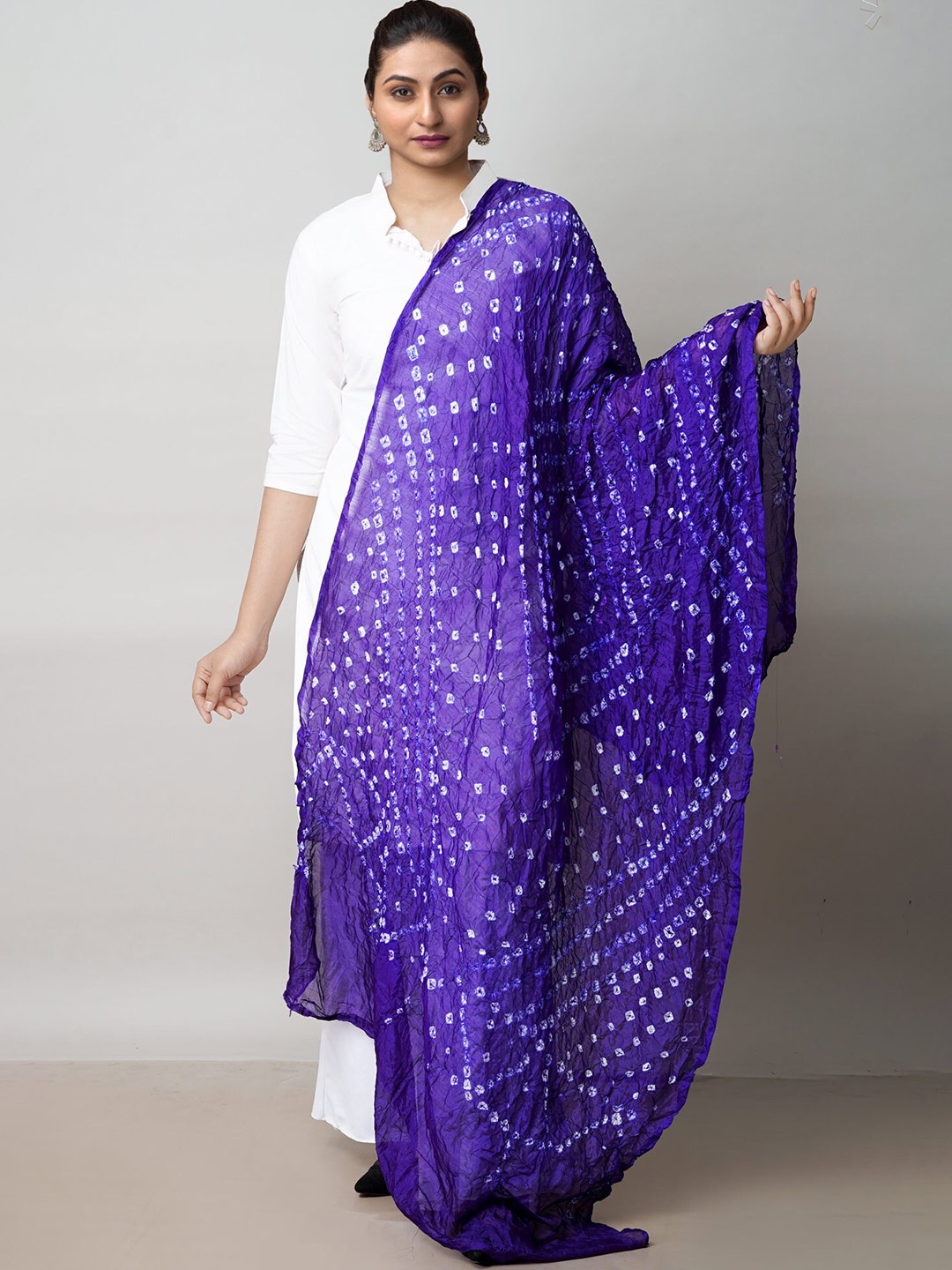 

Unnati Silks Bandhani Printed Silk Dupatta, Blue