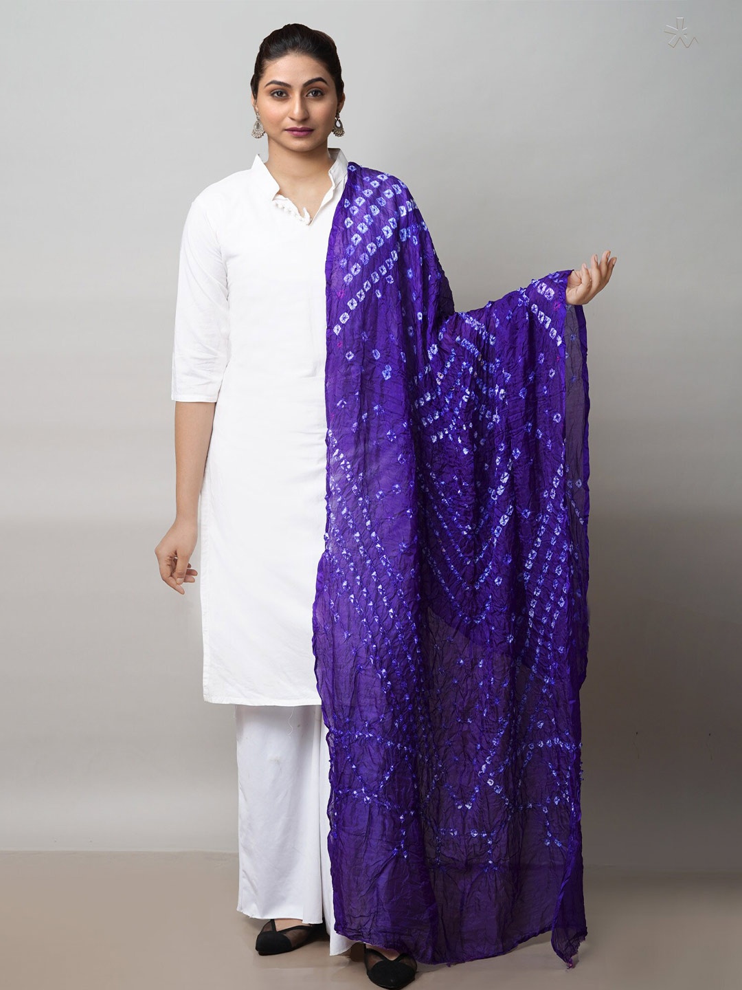 

Unnati Silks Printed Silk Bandhani Dupatta, Blue