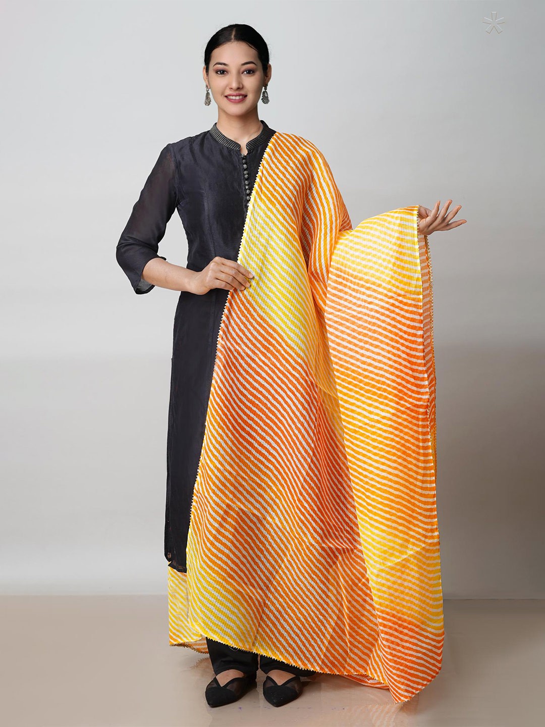 

Unnati Silks Printed Silk Bandhani Dupatta, Orange