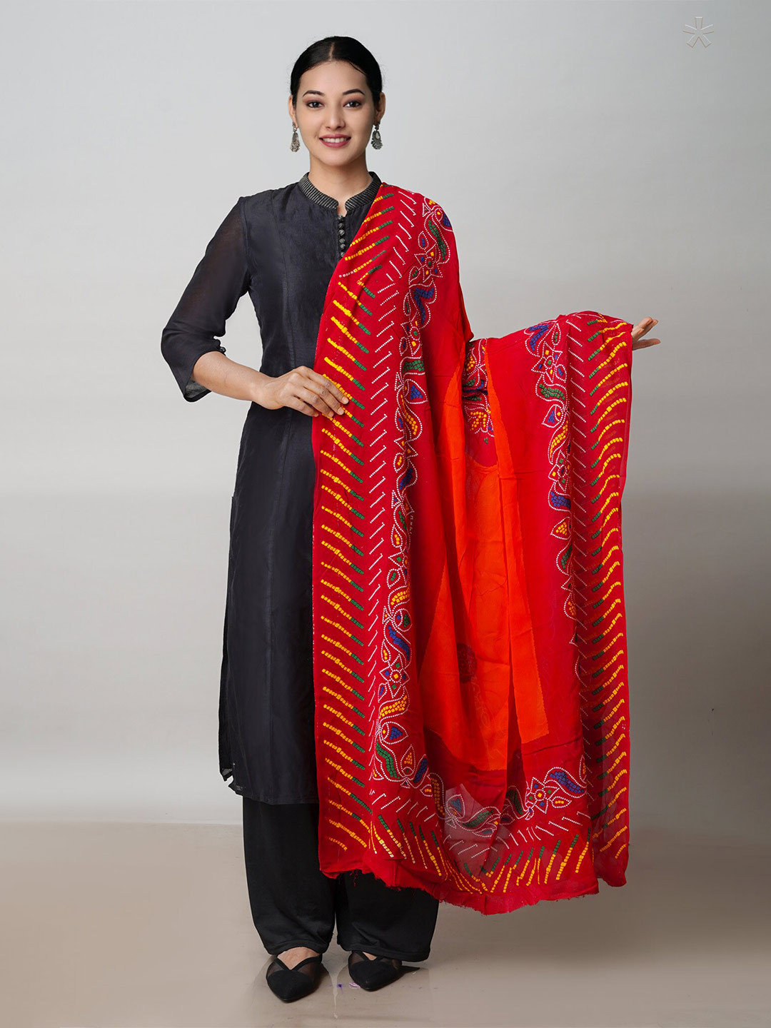 

Unnati Silks Bandhani Printed Dupatta, Red