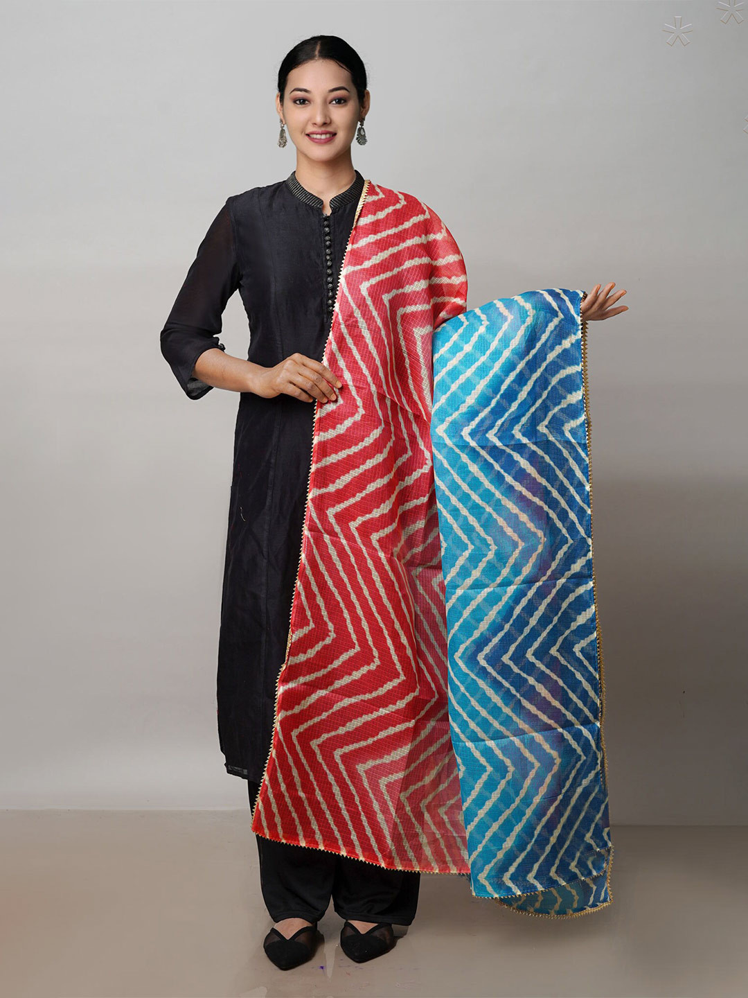 

Unnati Silks Printed Silk Bandhani Dupatta, Red