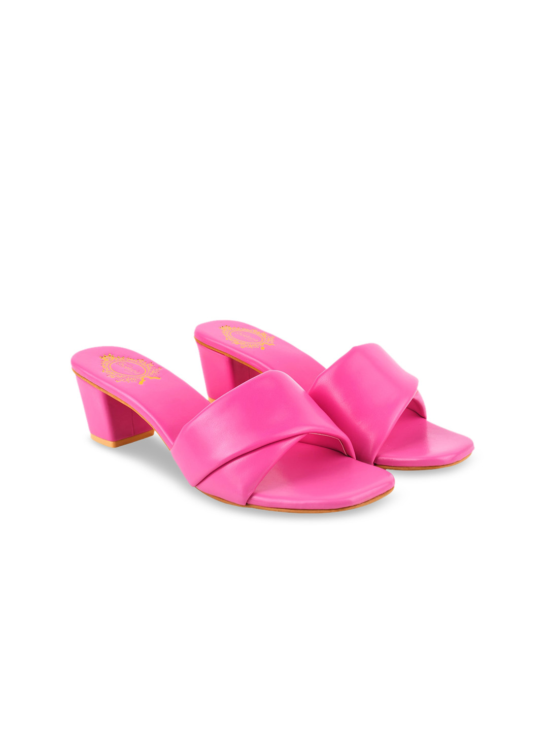 

Shoetopia Gold-Toned Embellished Suede Block Pumps with Bows