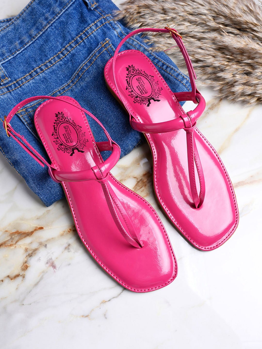 

Shoetopia Girls Open Toe Flats With Backstrap, Pink
