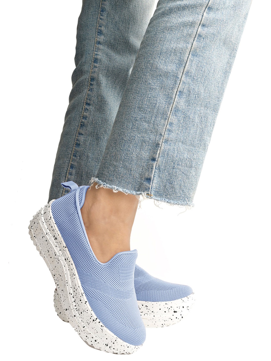 

Shoetopia Girls Woven Design Heeled Lightweight Slip On Sneakers, Blue
