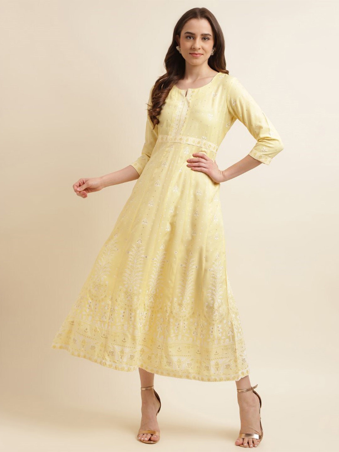 

kasee Ethnic Motifs Printed A-Line Kurta, Yellow